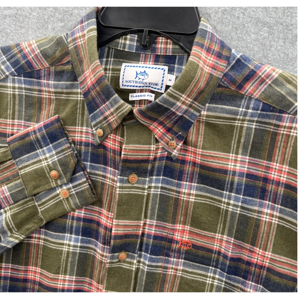 Southern Tide Mens Classic Fit Flannel Plaid Button Down Shirt Size M
